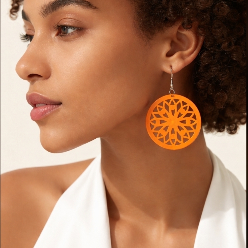 Orange Geometric Earrings